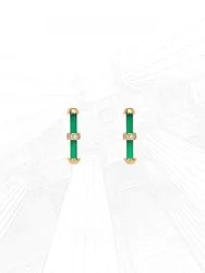 Original Design Vintage Court-style Green Agate Earrings, Simple 925 Silver Earrings, Women's Jewelry