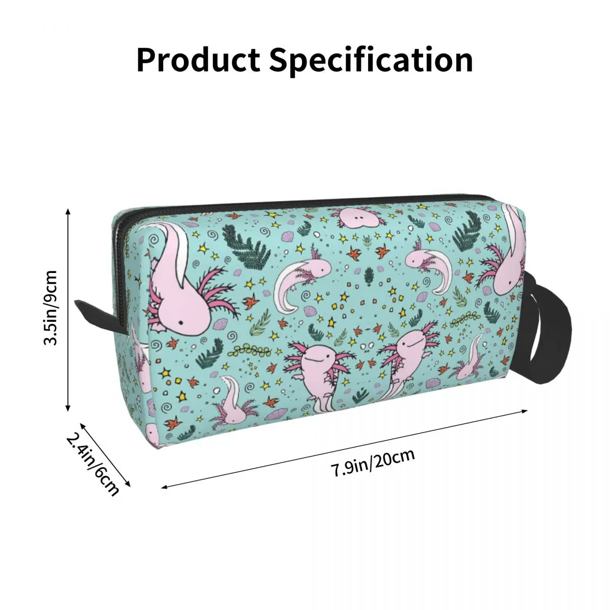 Axolotls In Blue Makeup Bag Cosmetic Organizer Storage Dopp Kit Toiletry Cosmetic Bag for Women Beauty Travel Pencil Case