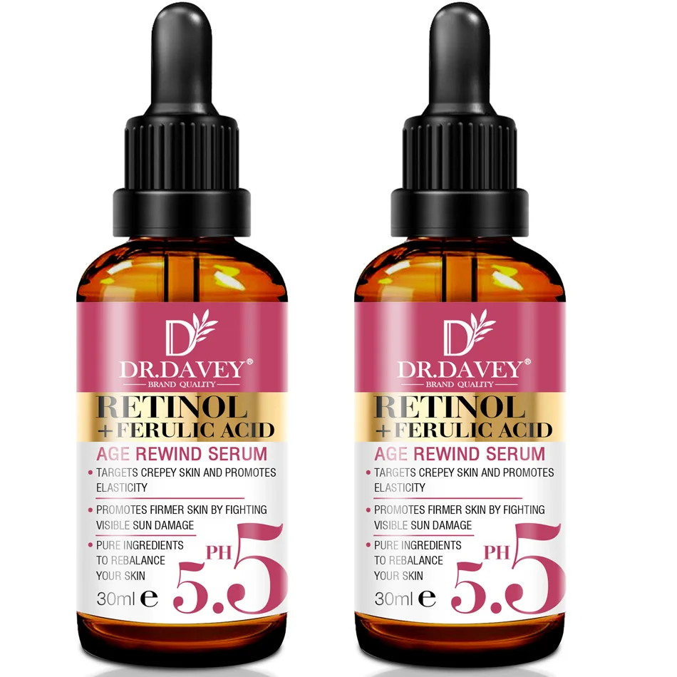 2pcs Newest Retinol+Ferulic Acid Age Rewind Serum For Face Glow Serum Brightening Hydrating Face Serum Fade Fine Lines Skin Care