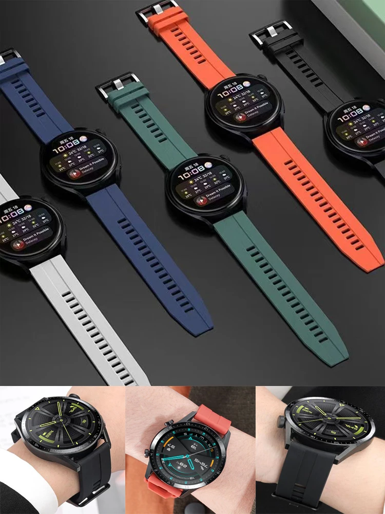 Спортивный ремешок для часов Samsung Galaxy watch 7/FE/5/pro/6/4 classic Силиконовый браслет 20 мм 22 мм huawei watch gt 4-3-Pro-2-2e ремешок