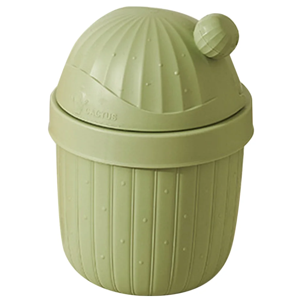 Cute Vanity Waste Bin Mini Cactus Garbage Can Tiny Plastic Storage Bin Waste Container Green