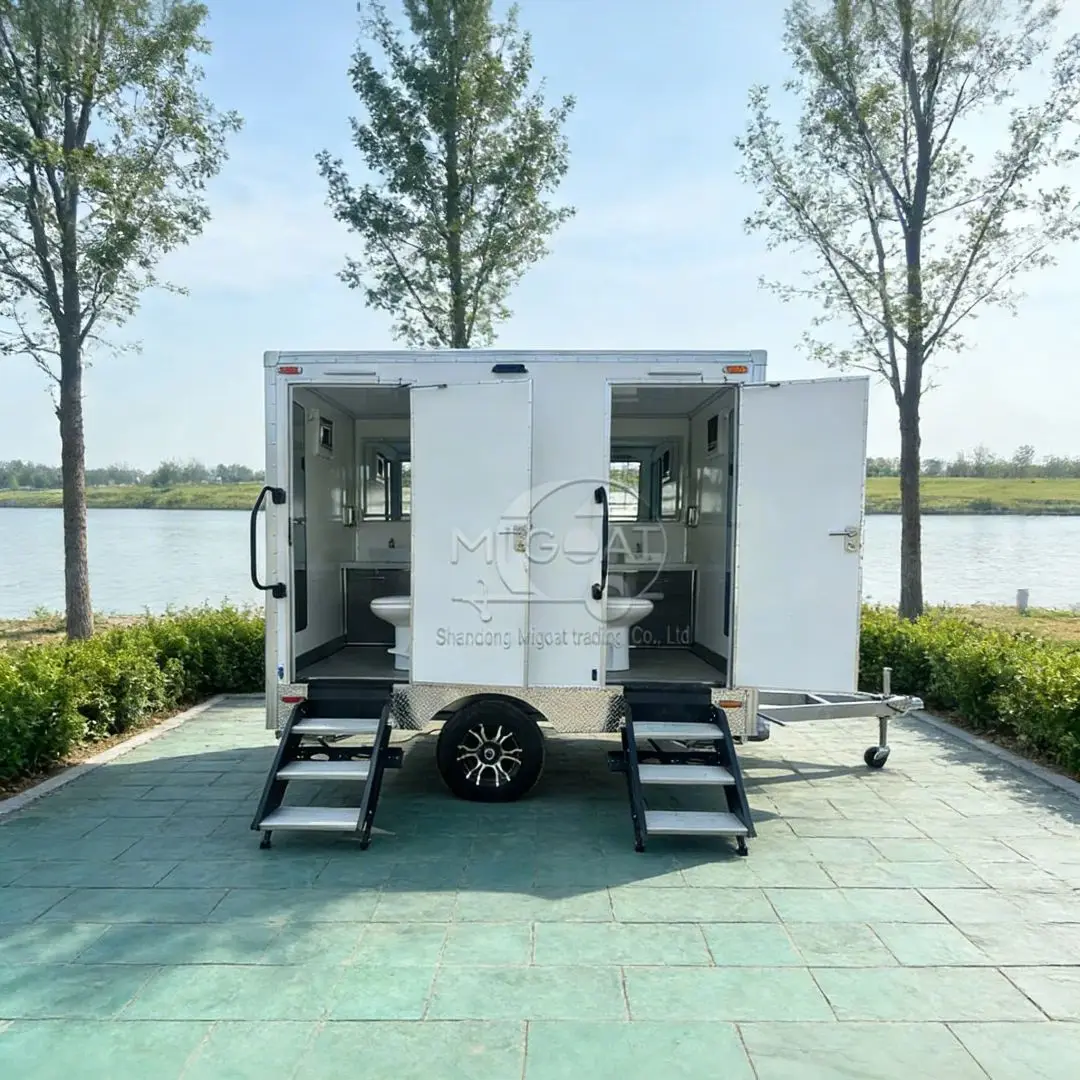 

Портативный мобильный туалет с 2 отделениями, прицеп для душа, уличная ванная комната для общественных мероприятий и строительных площадок