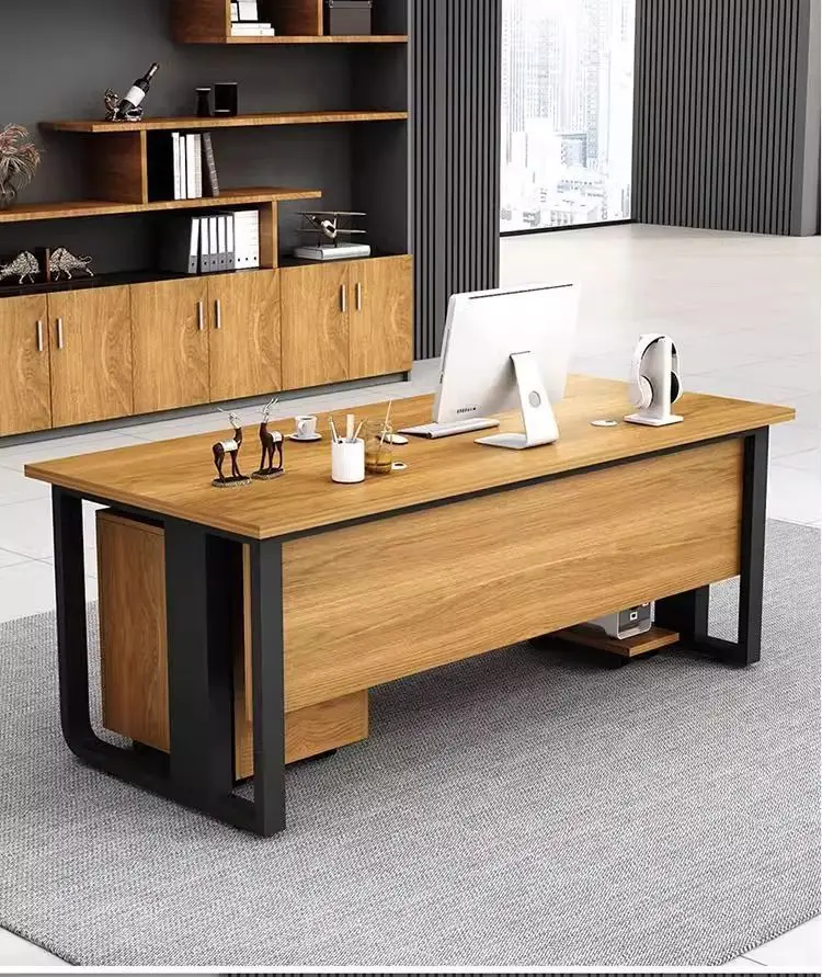 Modern minimalist desk with thickened desktop, home office computer desk, executive boss desk for work and study, wholesale