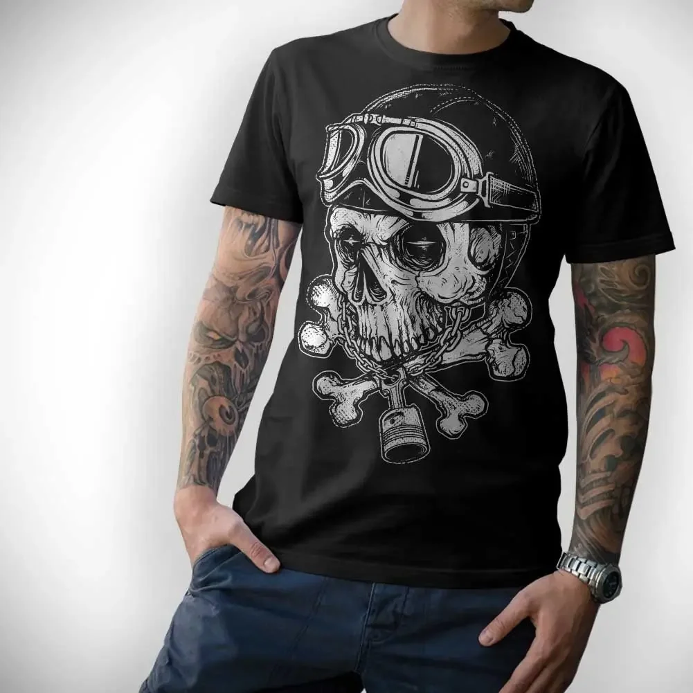 Fashion T-Shirt Men Clothing BIKER T-Shirt - SKULL - Motorrad Motorcycle Oldschool S M L XL XXL 3XL 4XL 5XL Men Summer Style