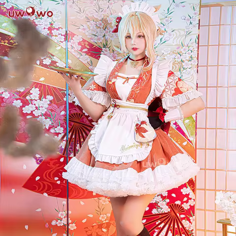 IN STOCK UWOWO Yoimiya Cosplay Maid Costume S-3XL Genshin Impact Fanart Cosplay Yoimiya Cosplay Yoimiya Maid Dress Halloween Cos