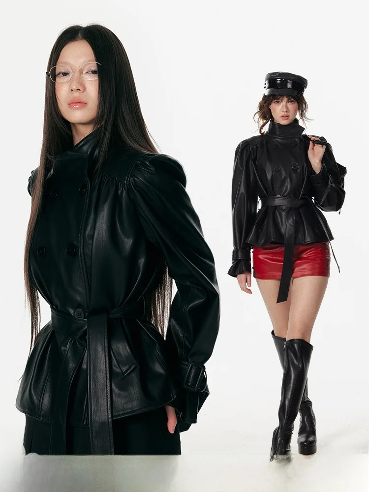 オリジナルデザイン ブラレザー ジャケット スタンドカラー レディース ファッション傘 折りたたみ式 アウター ユース 通勤 スタイル