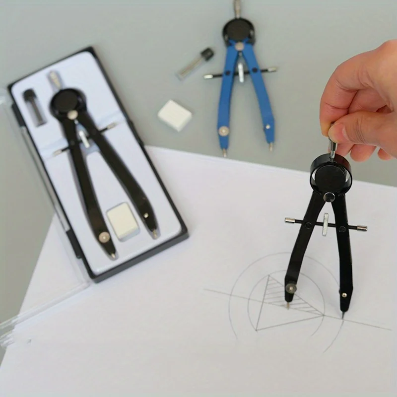 Simple Pratical Pfofessional Metal Compass Set With Lead core Math Geometry Circle Drawing Tools Office Supplies Stationery Gift