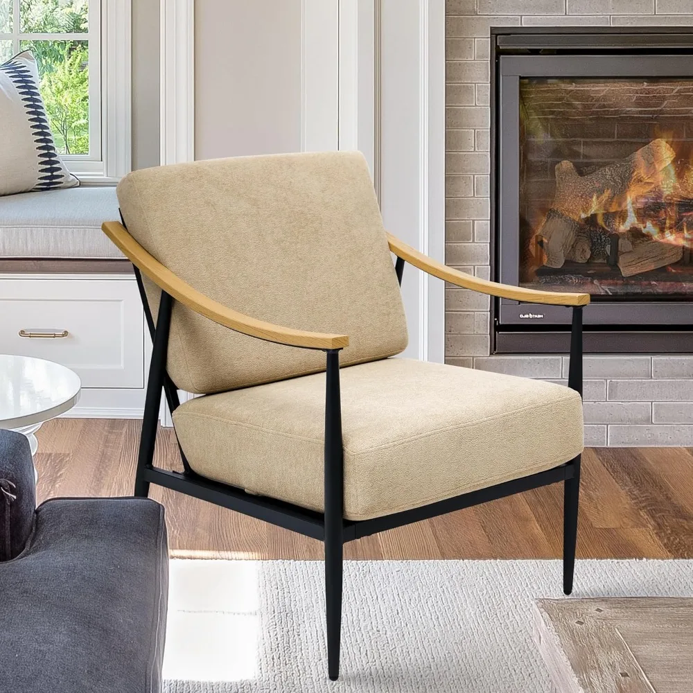 Modern Accent Chairs for Living Room Bedroom Mid Century Arm Chair Upholstered Office Accent Chair Comfy Waiting Room Chairs