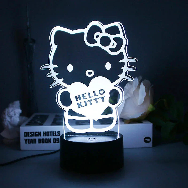 Cartoon Sanrio 3D LED Night Light Kawaii Cinnamoroll Kuromi Anime Figure Toys Table Lamp Hello Kitty Room Decor Birthday Gifts