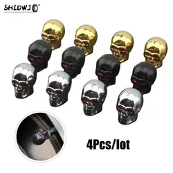 4pcs Skull Shape Car Valve Caps Wheel Valve Cap Auto Tyre Air Valve Stem Caps Dust Cover For Bike Car Vehicles Styling Wheels