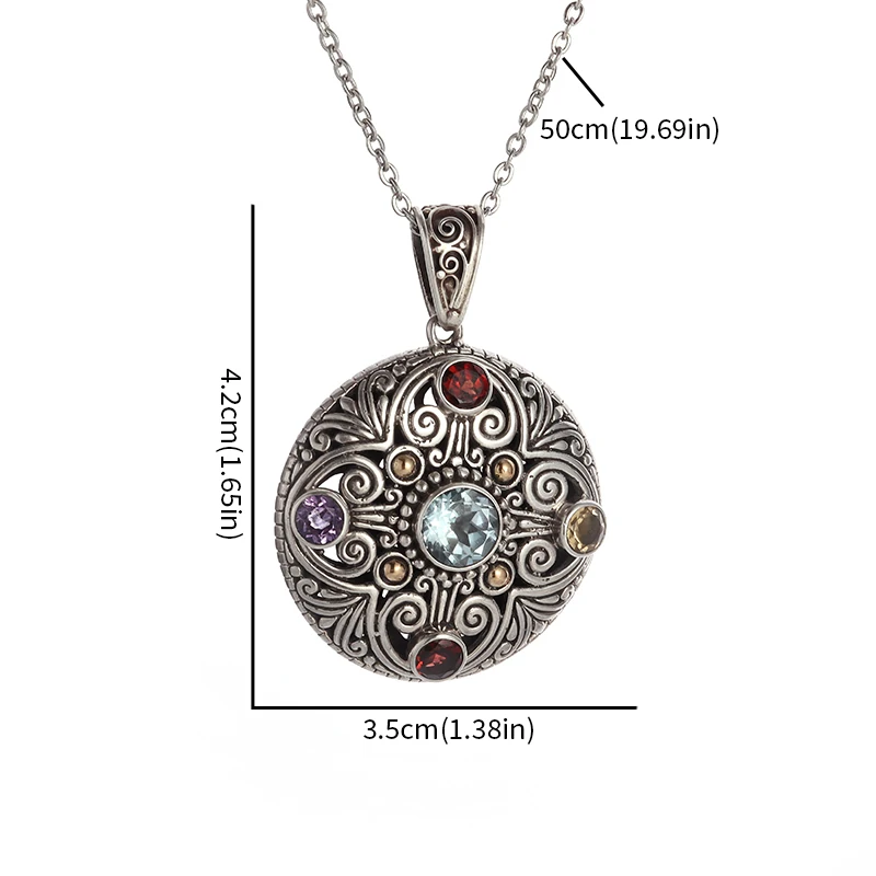 Retro Fashion Elegant Colorful Zircon Pendant Necklace Women Casual Party Jewelry Gift