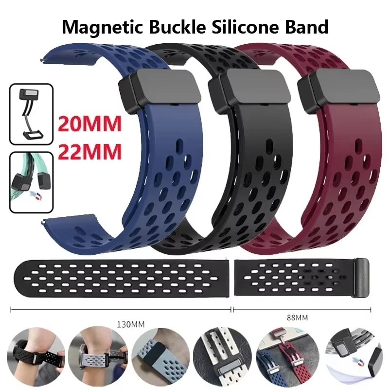 22mm 20mm Watch Band for Samsung Galaxy Watch 5 6 7 4 6 Classic Active 2 Magnetic Silicone Straps for Amazfit Bip 3 Huawei GT4 3 image 2