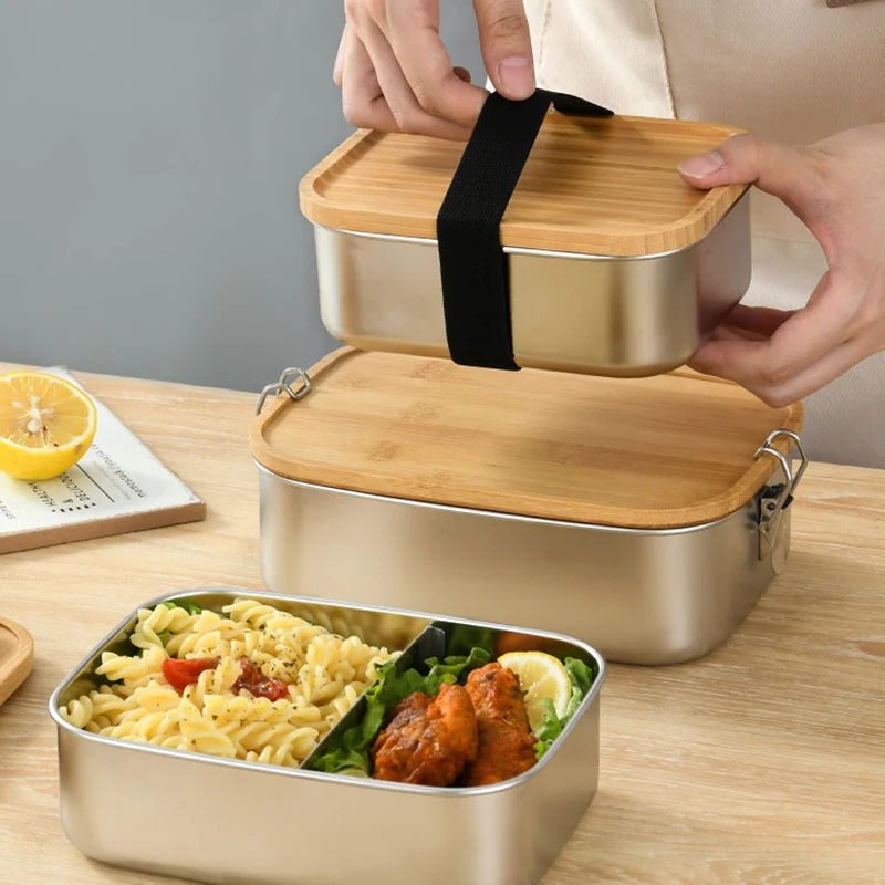 

Stainless Steel Square Lunch Box Sealed Insulation Bento Box Lunch Box Canteen Large Capacity Compartment Lunch Box