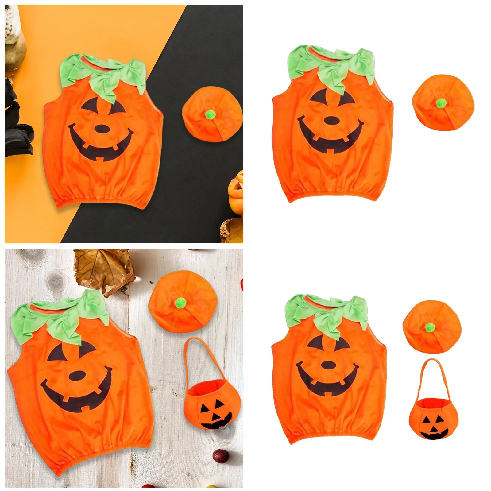 Baby Halloween Pumpkin Costume Boys Girls Novelty Reusable Portable Outfit for