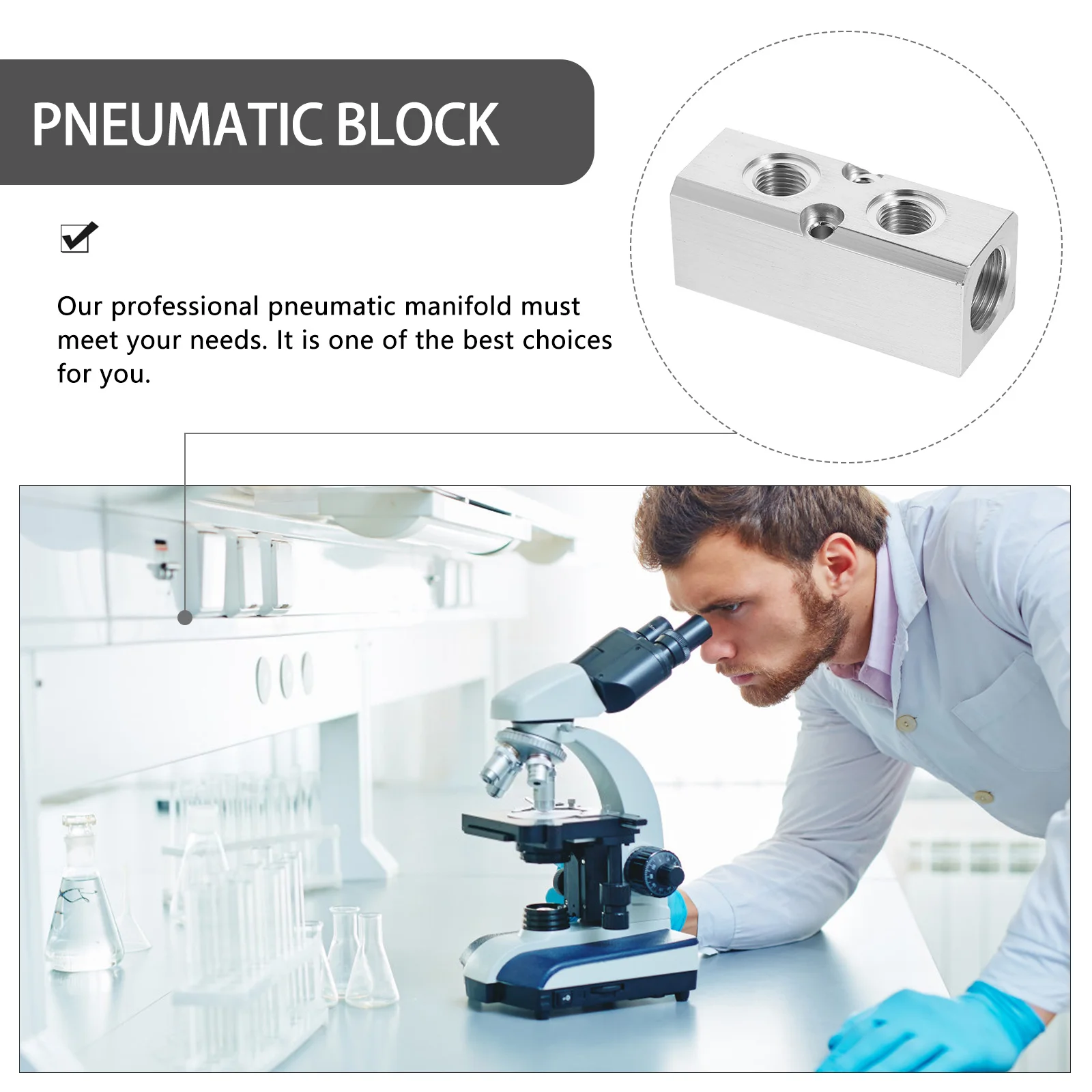 

1Pcs Pneumatic Manifold Block Silver Easy Install Air Distribution Block for Air Compressor Hose Connector Manifold Fitting