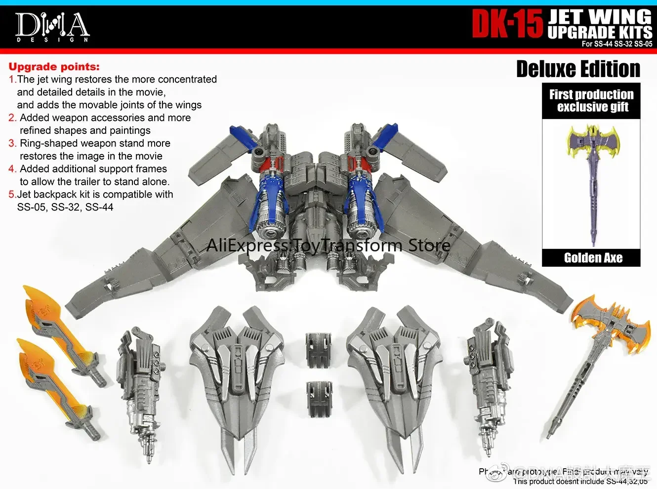 DNA DK-15 DK15 Upgrade Deluxe Version Wing Jacket Accessory Kit Compatible with Movie SS-05 SS32 SS44 Optimus Prime