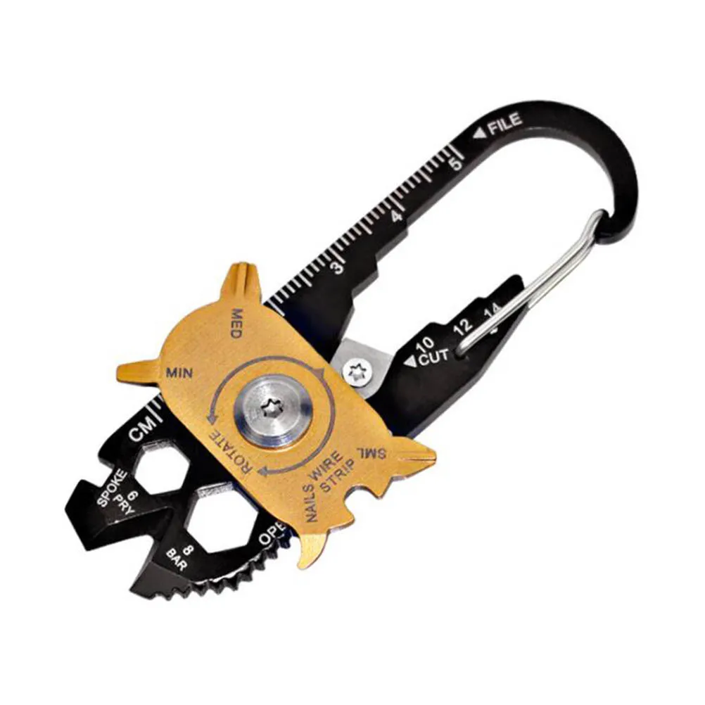 

Multifunctional Tool Keychain Bottle Opener Survival Gear Camping Outdoor Black Wrench Mini Practical Gift Universal