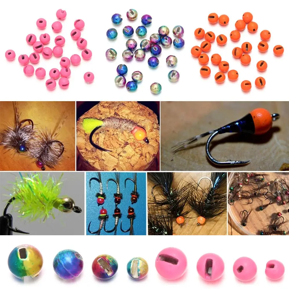 25Pcs/lot New 2.5mm/3.0mm/3.5mm/4.0mm High Quality Nice-Designed  Beads Slotted Bead Fly Tying Material  Alloy