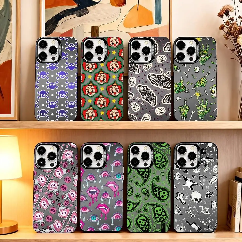 

F-Fashionable patchwork prints Phone Case For iPhone 17,16,15,14,13,12,11 Plus,Pro Max,XS,Colored Silver Plated Inside Cover