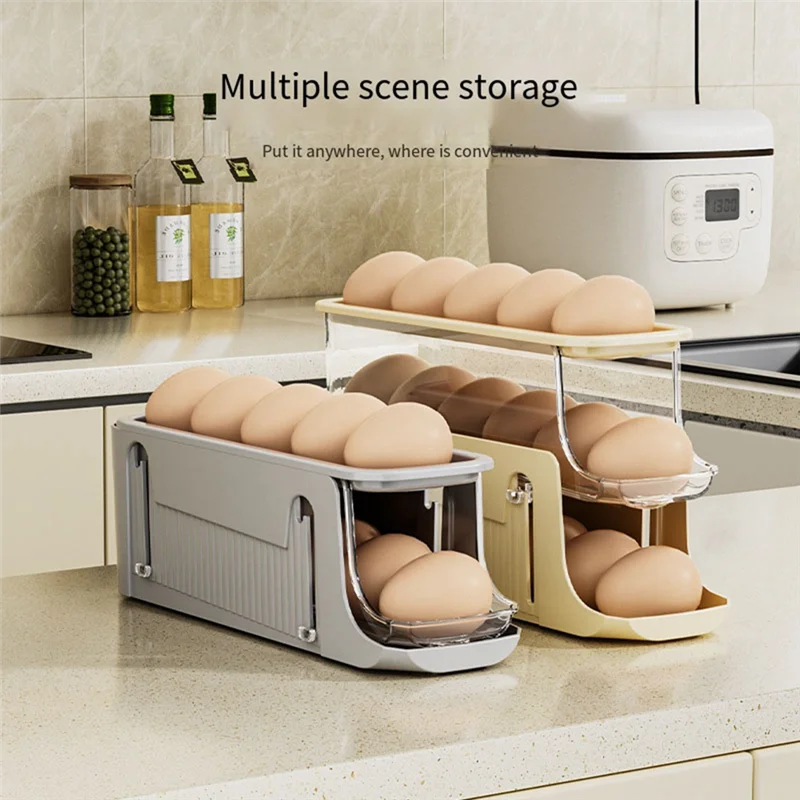 AY03-2PCS Eieraufbewahrungstabletts für Kühlschrank, Eierspender für Kühlschrank, 3-stufiger, platzsparender Eierspenderhalter