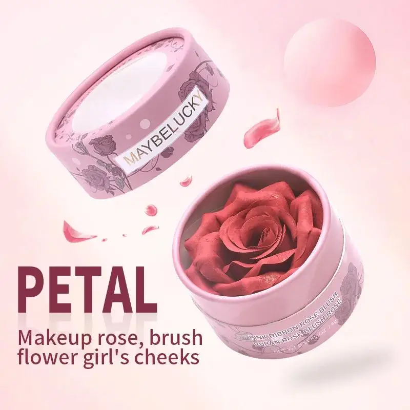 Fard à joues en poudre de Rose pétale 3D, résistant à l'eau, longue durée, formes de visage, poudre de maquillage, fleur, Blush Z2R2