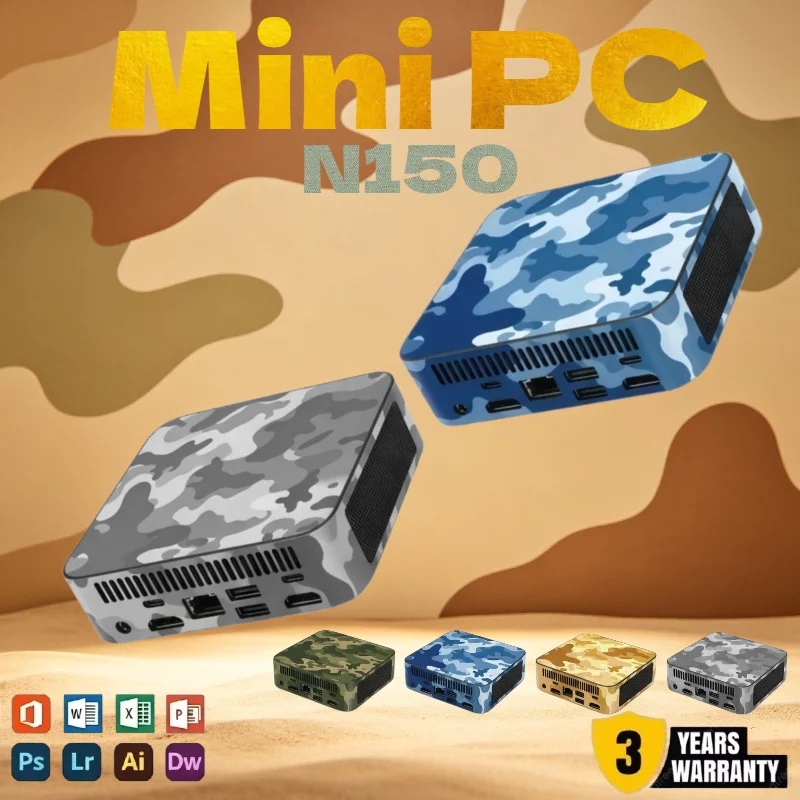 Mini PC Camouflage Colors 4K HD Mini Desktop 2026 New Core N150 16GB RAM 1TB 2TB SSD BT5.2 WiFi6 Multi-Scene Study PC