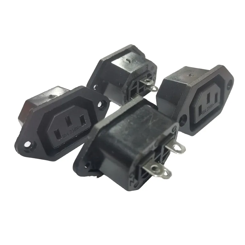 2 шт. черный IEC320 C13 женская промышленная розетка PDU шкаф розетка разъем переменного тока с ухом/винтовым отверстием 10A 250 В