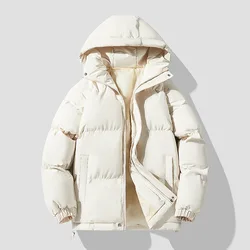 Parka à capuche rembourrée en coton pour hommes, veste de couple, vêtements d'extérieur décontractés, monochromatique, chaud, nouveau, automne, hiver