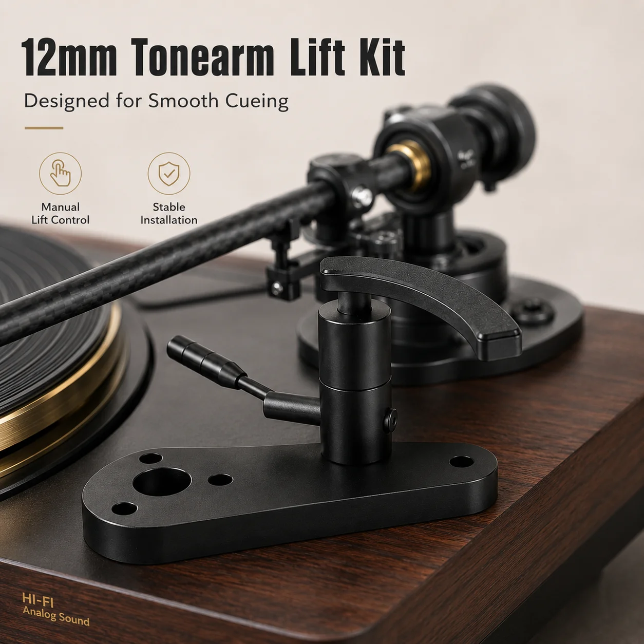 Turntable Tonearm Lifter 12mm Manual Cueing Lift Stand Kit Aluminum Alloy for Vinyl Record Player HiFi DIY Repair