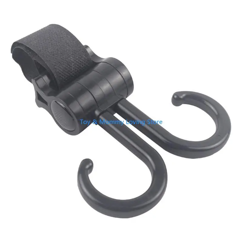 

Y1QF 2-Piece Double Stroller Hooks Purse & Diaper Bag Hanger 360° Rotation