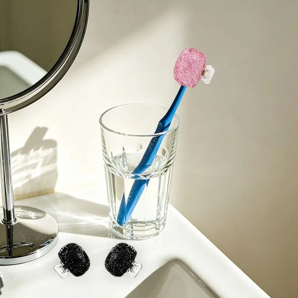 Portable Toothbrush Head Cover Breathable Reusable Toothbrush Protector Waterproof Sparkling Rhinestone Toothbrush Cap