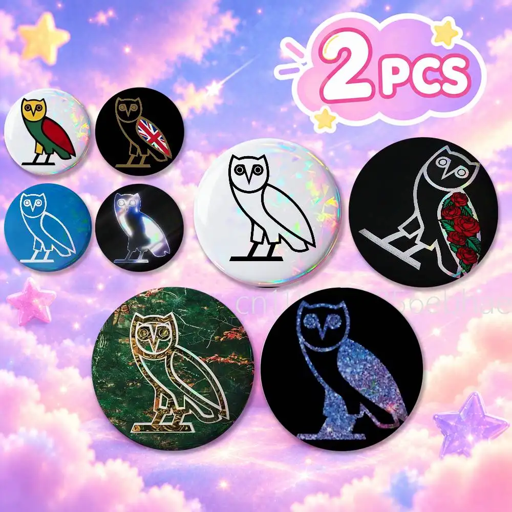 FOR D-Drake O-OVO Round Badge 2Pcs Button Pin Brooch Cosplay Prop Collection Souvenir Bag Ornament