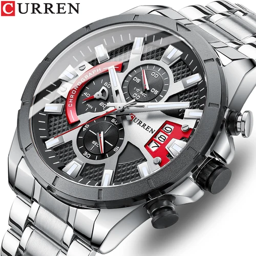 Imagen 1 del producto CURREN relojes Top para hombre marca de lujo de cuarzo de acero reloj de negocios Hombre Deporte impermeable Fecha, cronógrafo reloj