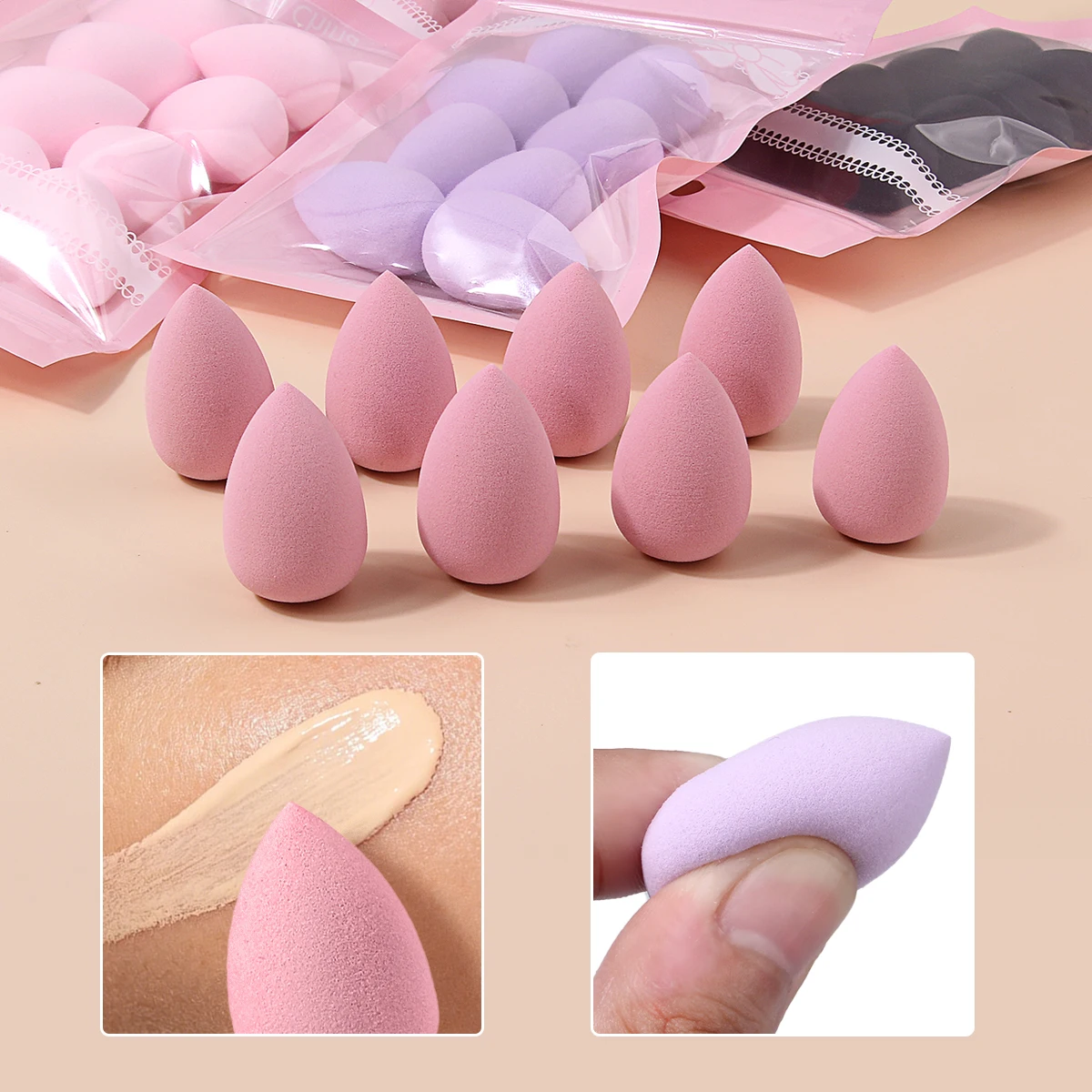 8PCS Bulk Pack Mini Makeup Sponges,Precision Applicator For Concealer,Under-eye Coverup And Spot Corrector Blending