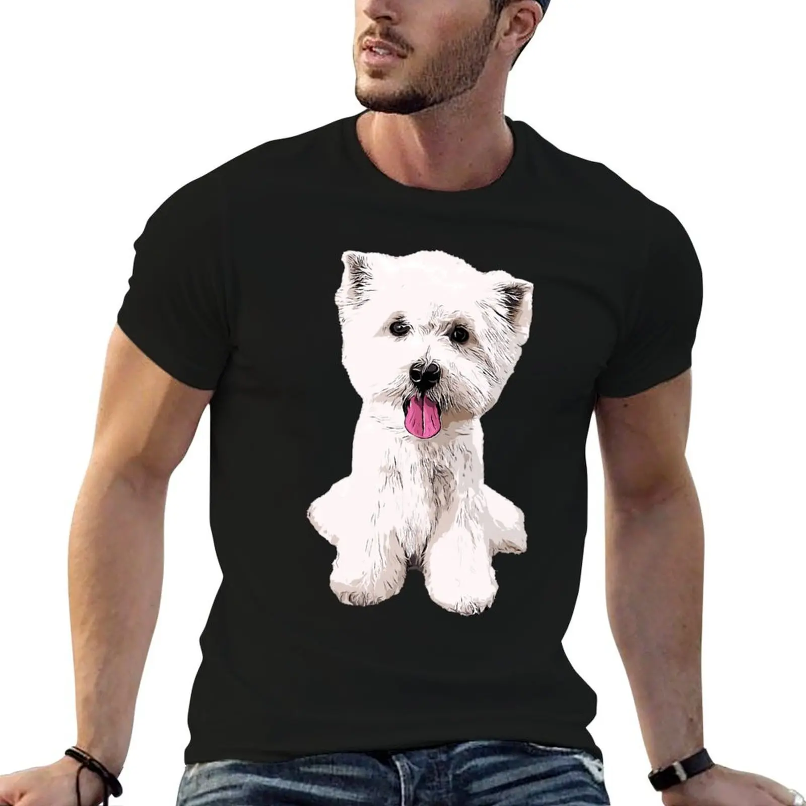 

West Highland Terrier Dog Art T-Shirt t shirts for man pack white essential t shirt t shirt man cotton T-shirt