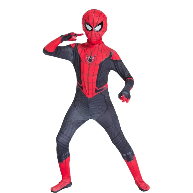 Kids Superheld Spider Kostuum Spandex Jumpsuit Halloween Cosplay Kostuums Bodysuit Kids Head Cover Scheiding Party Set
