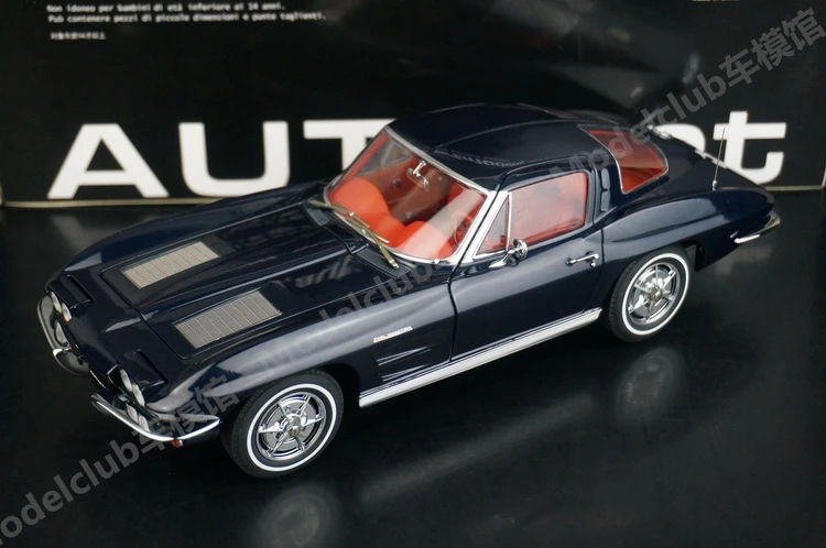 Autoart 1:18 C2 1963 Blue Vintage Car Simulation Limited Edition All Open Alloy Metal Static Car Model Toy Gift