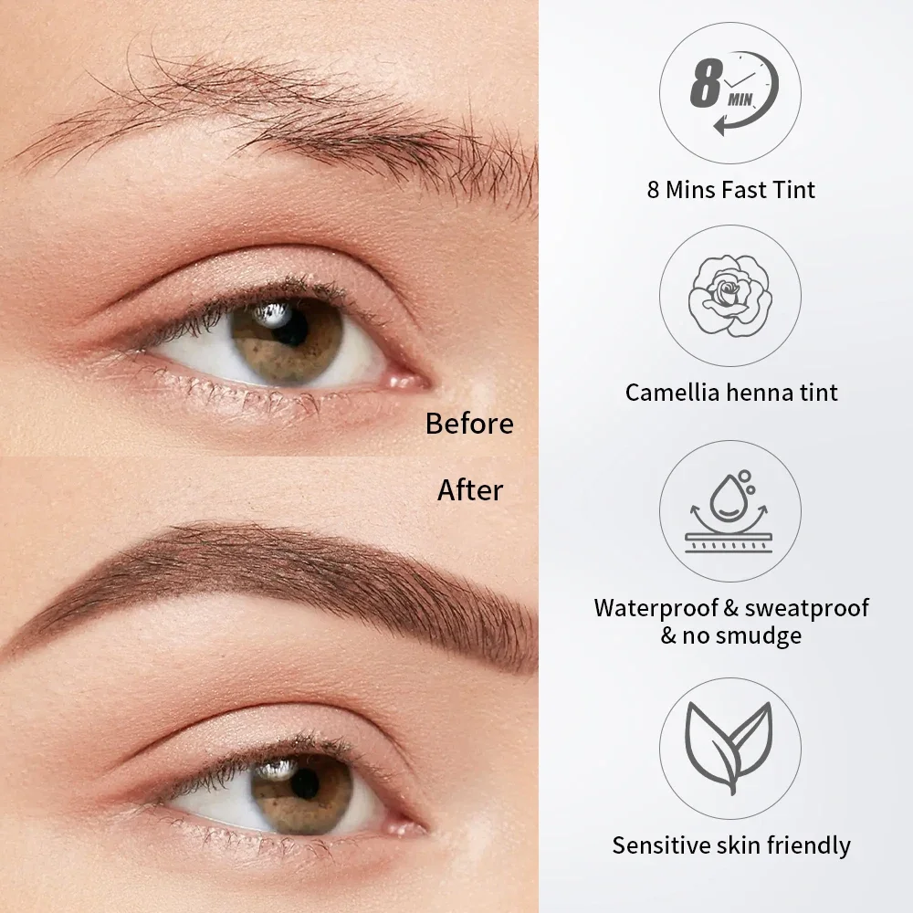 Starcolor Camellia Eyebrow Dye Kit ไม่มีผสม 8-10 Min Fast คราบมังสวิรัติสูตร Eco ของขวัญกล่อง Sensitive Skin ปลอดภัยเครื่องมือแต่งหน้าความงาม