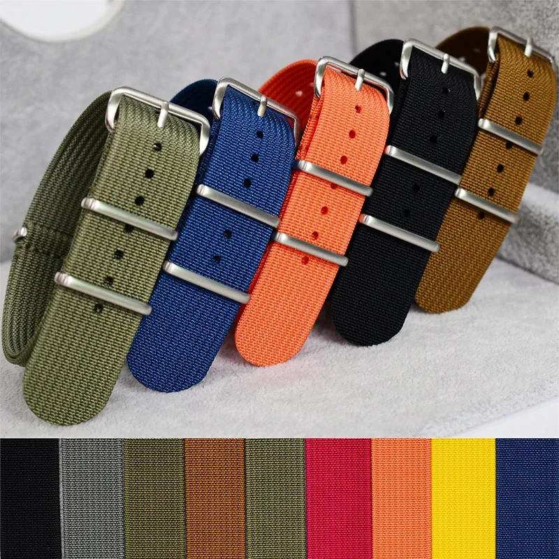 New Ribbed Nylon Watch Strap 18mm 20mm 22mm Nylon Watch Straps Watchband Accessories for Military Watch Band Bracelets