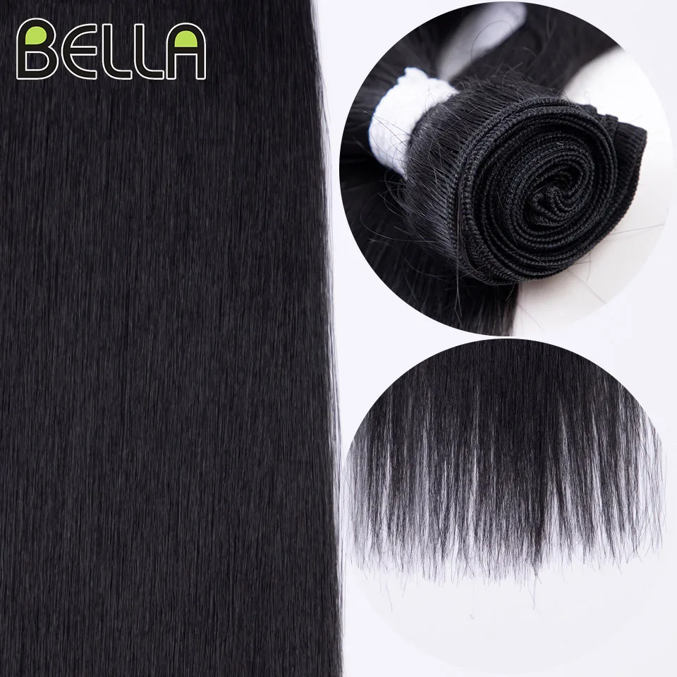 Bella Bone Straight Hair Extensions Ombre Blonde Fake Hair Bundles Super Long Hair Synthetic 24 Inch Straight Hair Full to End