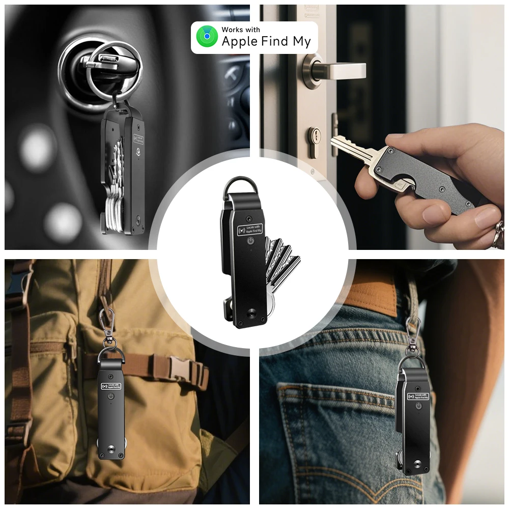 Schlüssel-Organizer Kompatibel mit Apple Find My, Eingebaute AirTag-Chips, Hält 2-6 Schlüssel, Autoschlüsselanhänger mit GPS-Tracker (Nur für iOS) – Detail 4