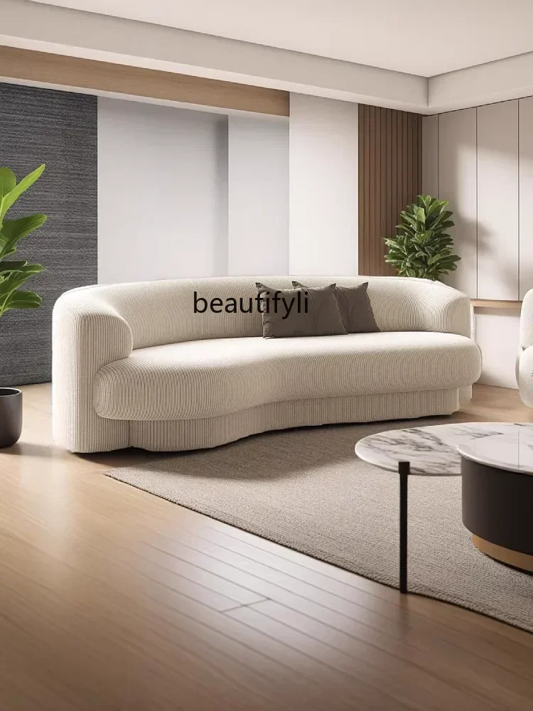 

Y48 Italian light luxury sofa living room designer cream style fabric special-shaped arc high-end