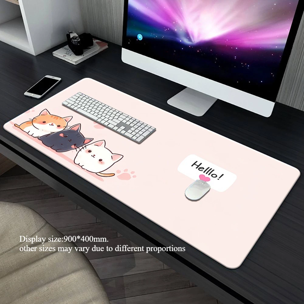 

1pc Large Cute Cat Mousepad XXL Pink Mouse pad Non-Slip Rubber Desk Mat for PC Gamers & Home Office Use gaming accessories