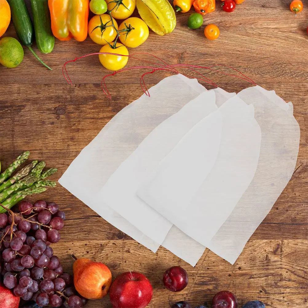 20Pcs Fruit Protection Bags Heavy-Duty Nylon Mesh Drawstring Netting Bags for Strawberries Blueberries Tomatoes Grapes Fig Trees