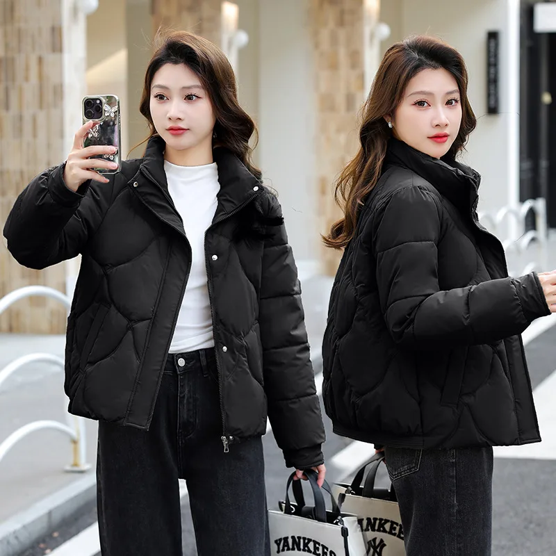 

New Fashion Winter Down Cotton Jacket Women Parkas Overcoat Casual Temperament Short Thick Warm Cotton Padded Coat Female