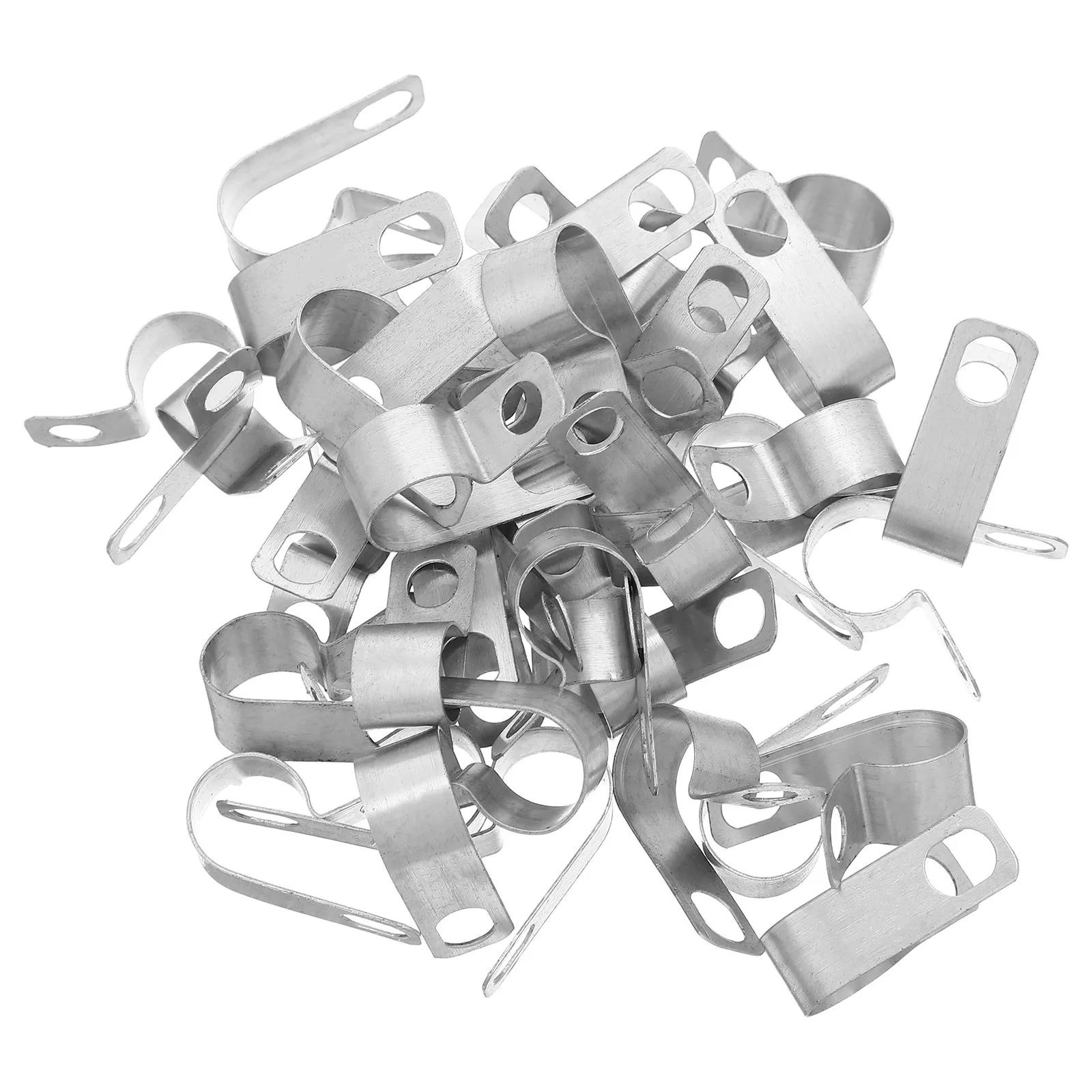 30Pcs R-Type Cable Clamp Aluminum Metal Wire Clips Silver Cord Fastener Organizer Cable Management Clamp Electrical Home Office