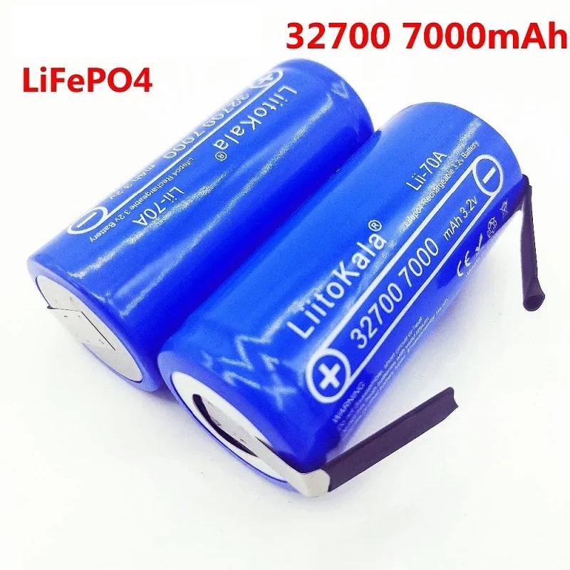 3.2V LiitoKala 32700 7000mAh Lii-70A LiFePO4 Battery 35A Continuous Discharge Maximum 55A High power battery+Nickel sheets