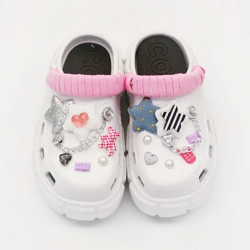 Zawieszka do butów DIY szpilki kreatywny Pentagram odpinana dekoracyjna klamra do otworów zestaw zawieszek do butów akcesoria dla dzieci dziewczyny prezent