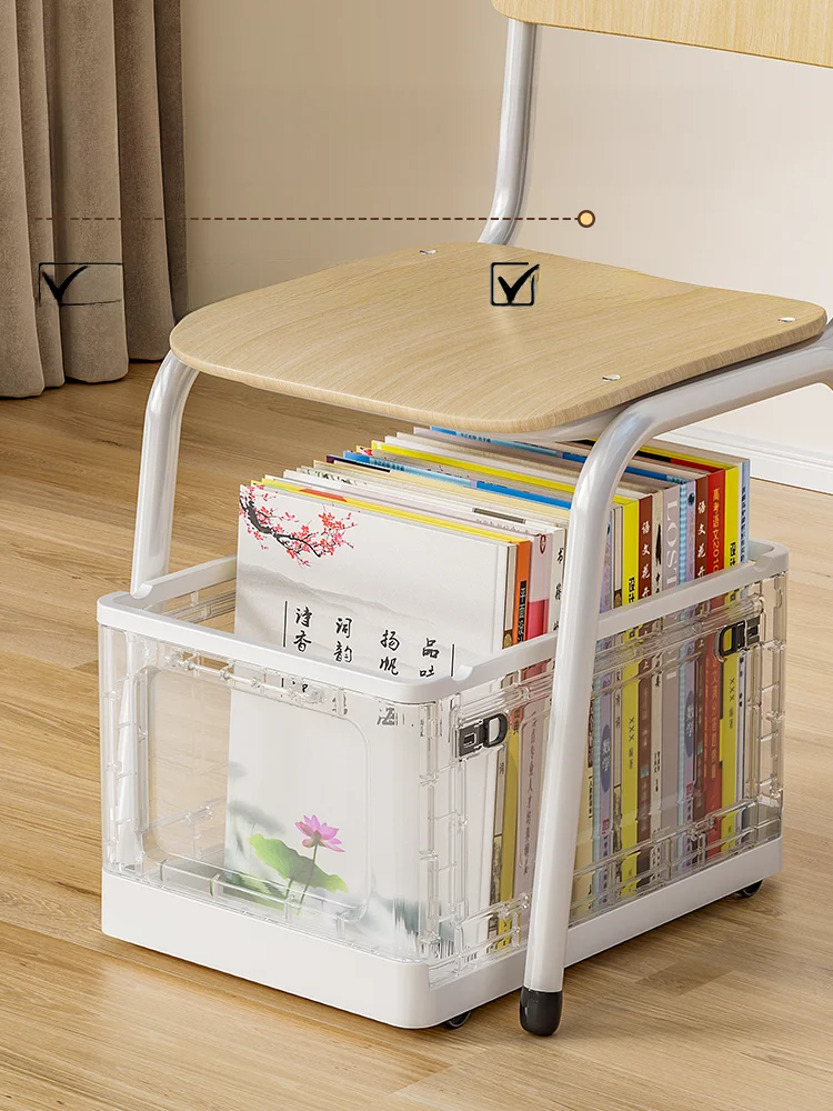 

Прозрачный складной ящик для хранения, для использования в классе, для книг учеников, можно разместить под столом/стулом, для старшей школы и колледжа