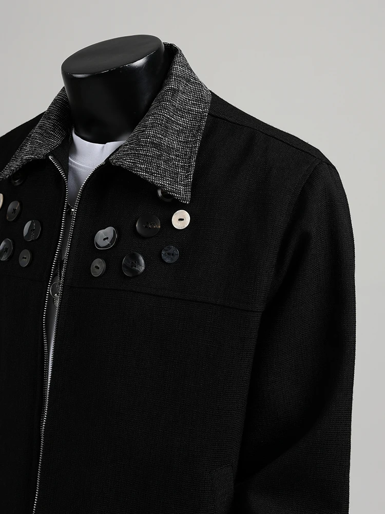 American Style Multi-Button Lapel Jackets Men 2025 Autumn New Trendy Loose Design Coats Retro Small Fragrant Contrast Color Tops